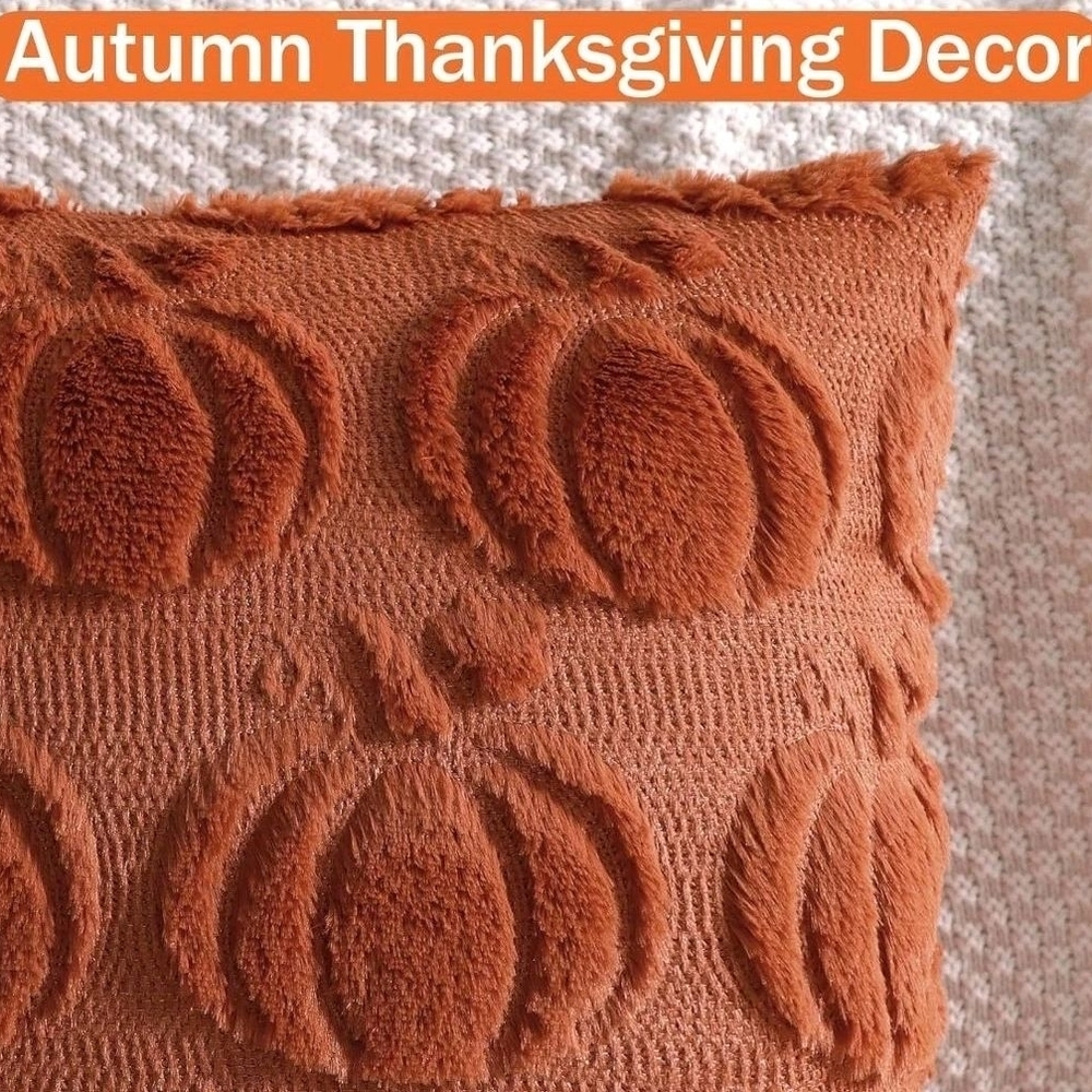 Pumpkin Fall Decorative Throw Pillow Covers 18x18Inch Set of 2 - Picture 3 of 4